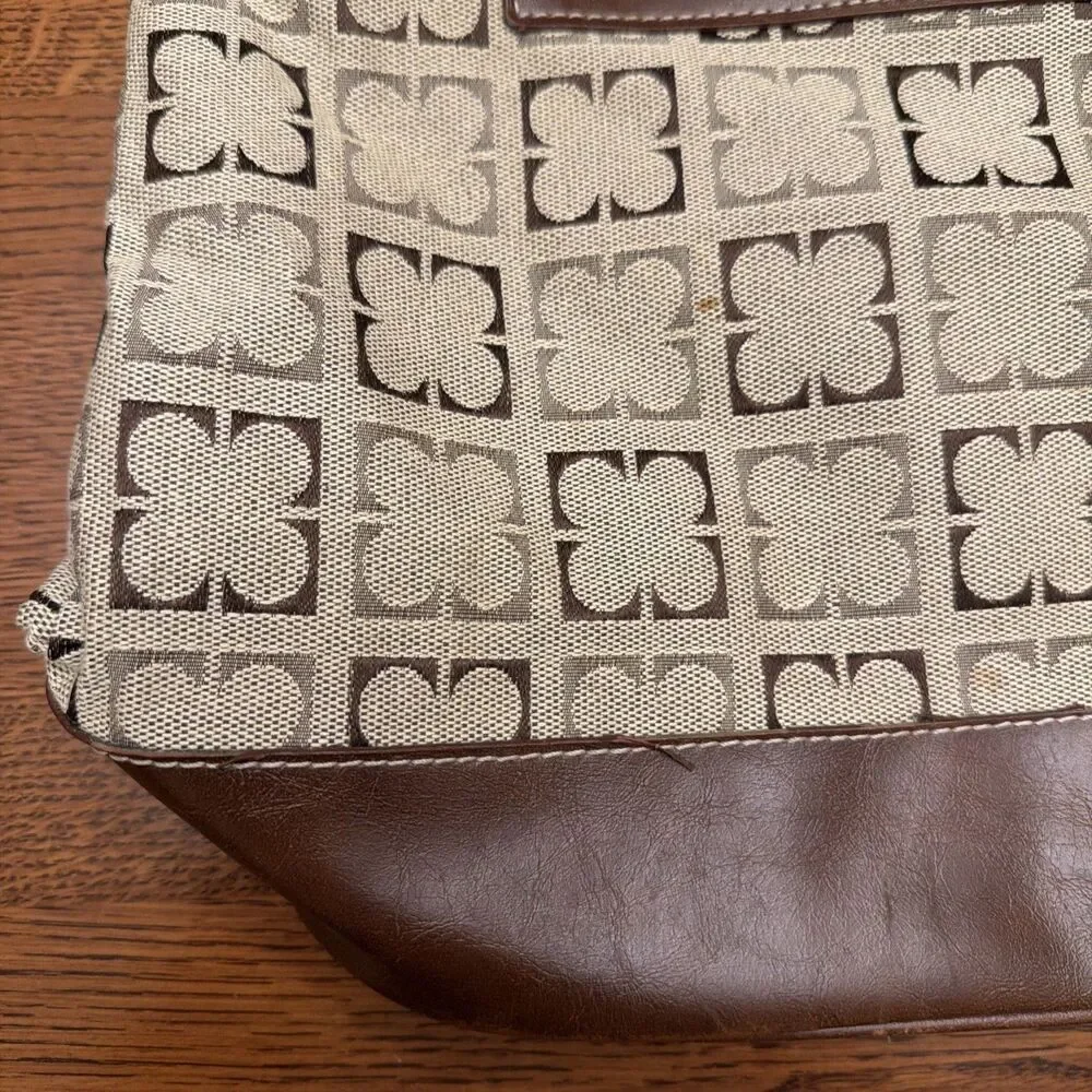 Liz Clairborne Handbag Brown/Tan Zip Closure w/ Zip Pockets & Dividers GUC